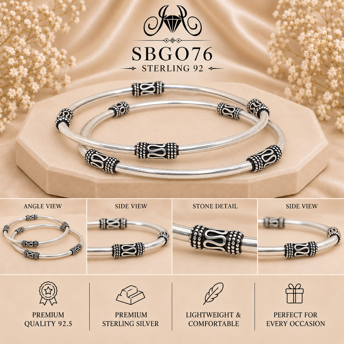 SBGO76 Sterling Silver Bangles collage