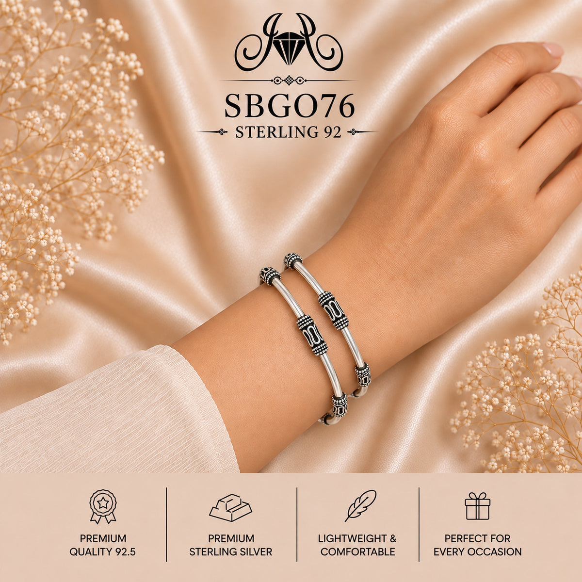 SBGO76 Sterling Silver Bangles wearing