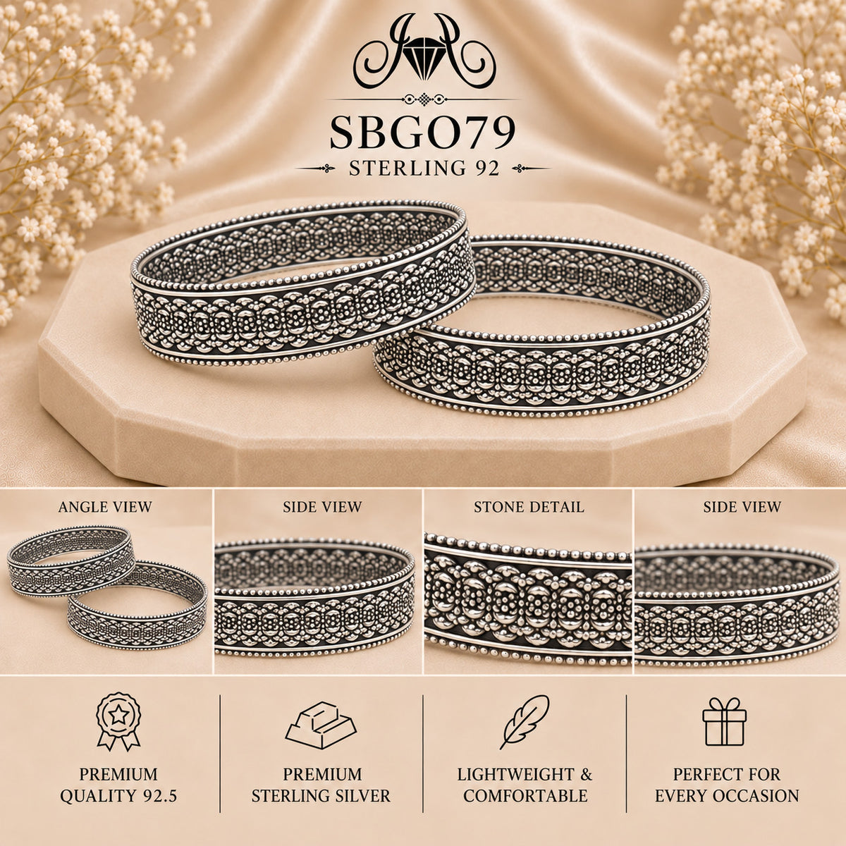 SBGO79 Sterling Silver Bangles collage