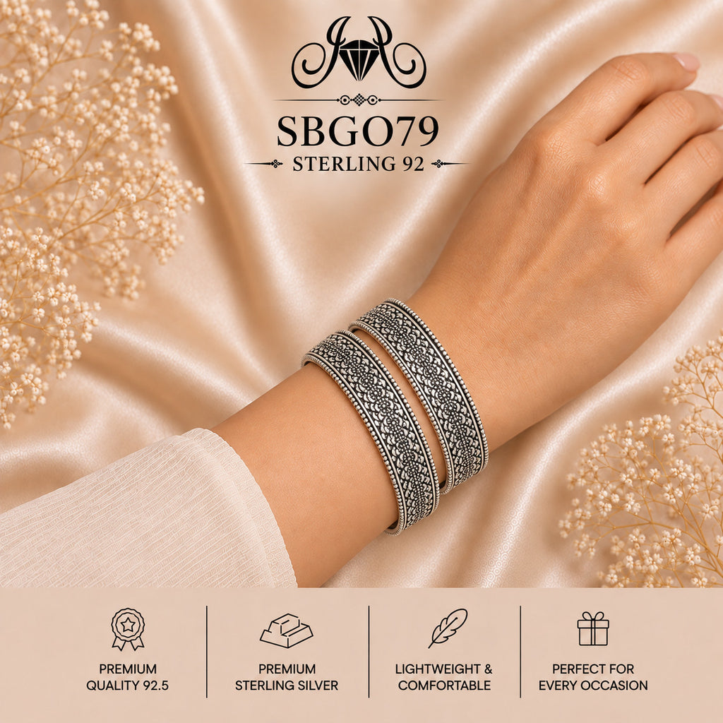 SBGO79 Sterling Silver Bangles wearing