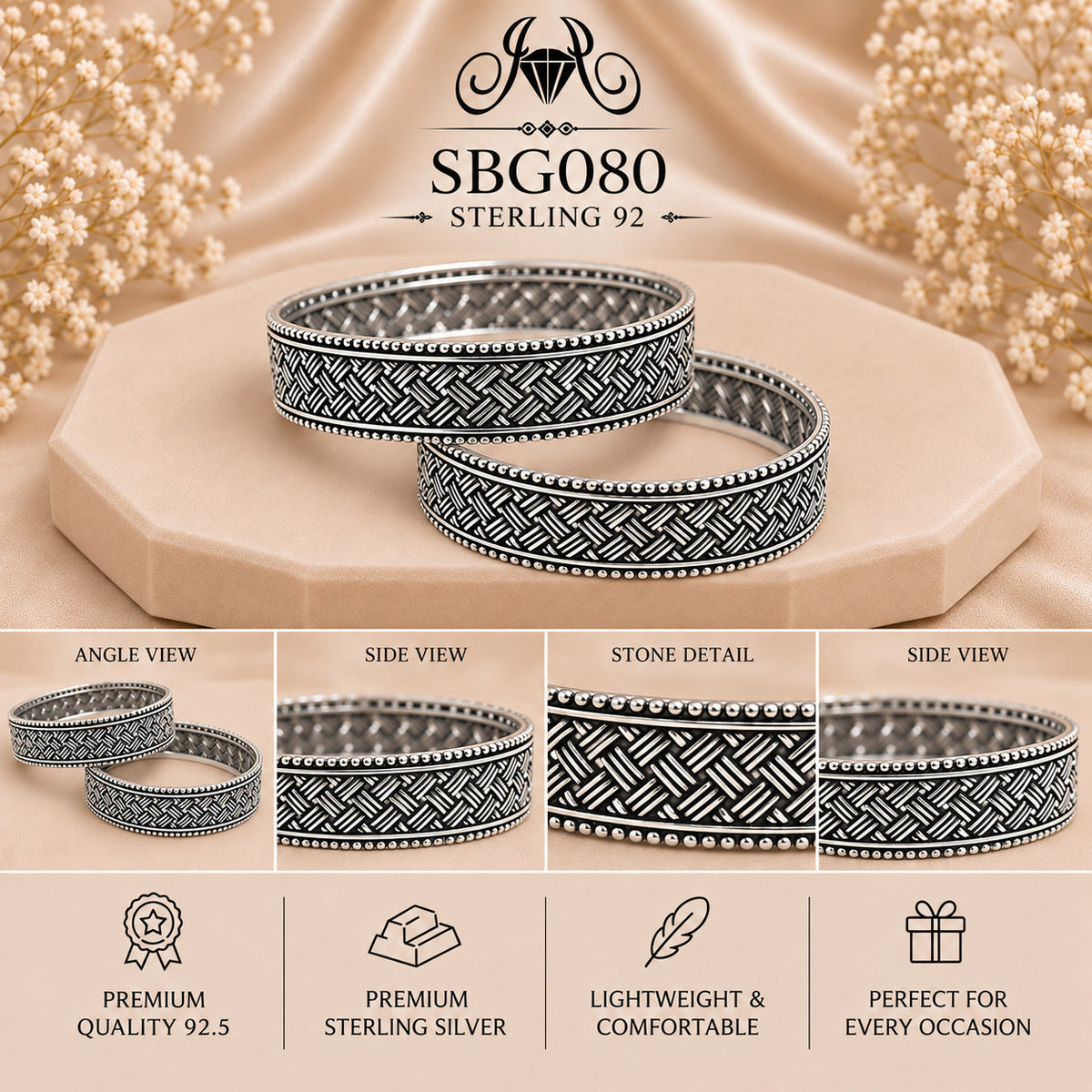 SBGO80 Sterling Silver Bangles collage