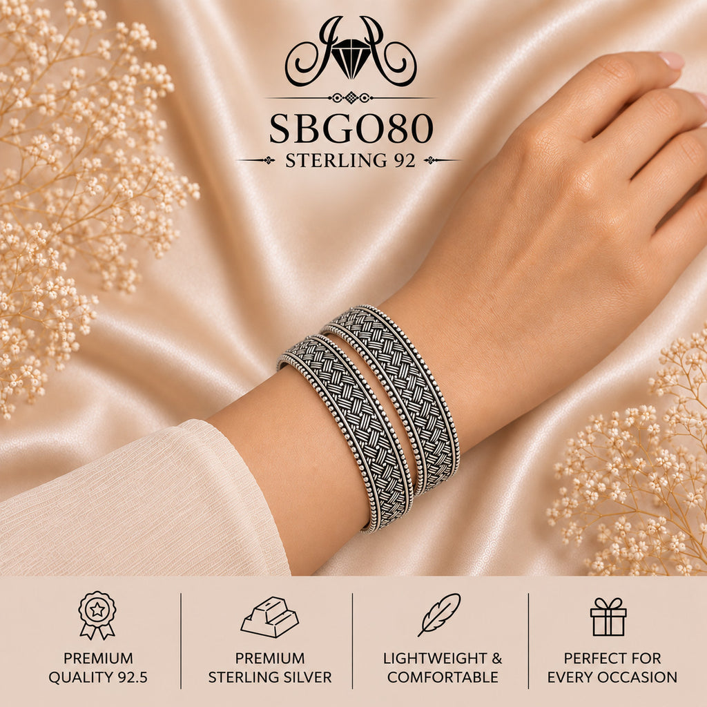 SBGO80 Sterling Silver Bangles wearing