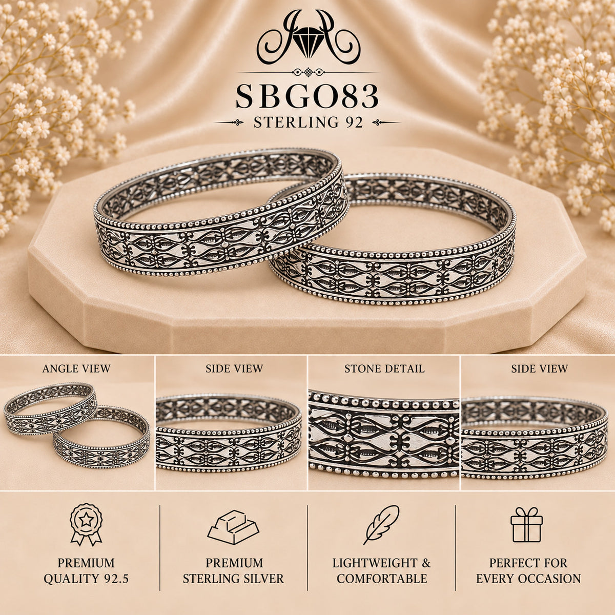 SBGO83 Sterling Silver Bangles collage