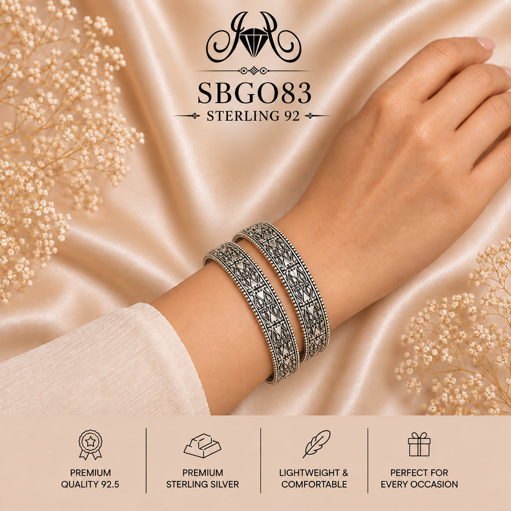 SBGO83 Sterling Silver Bangles wearing