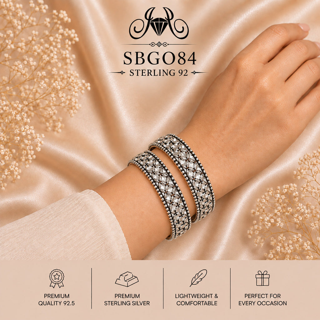 SBGO84 Sterling Silver Bangles wearing