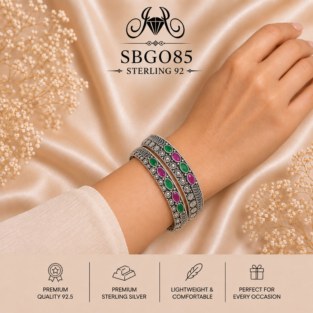 SBGO85 Sterling Silver Bangles wearing