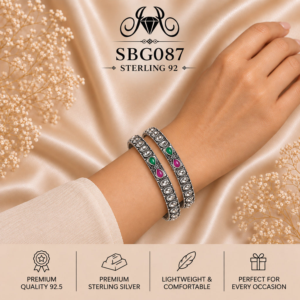SBGO87 Sterling Silver Bangles wearing
