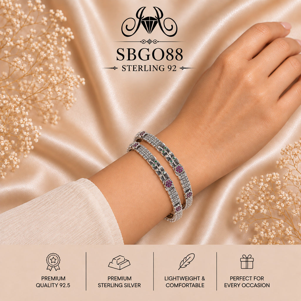 SBGO88 Sterling Silver Bangles wearing