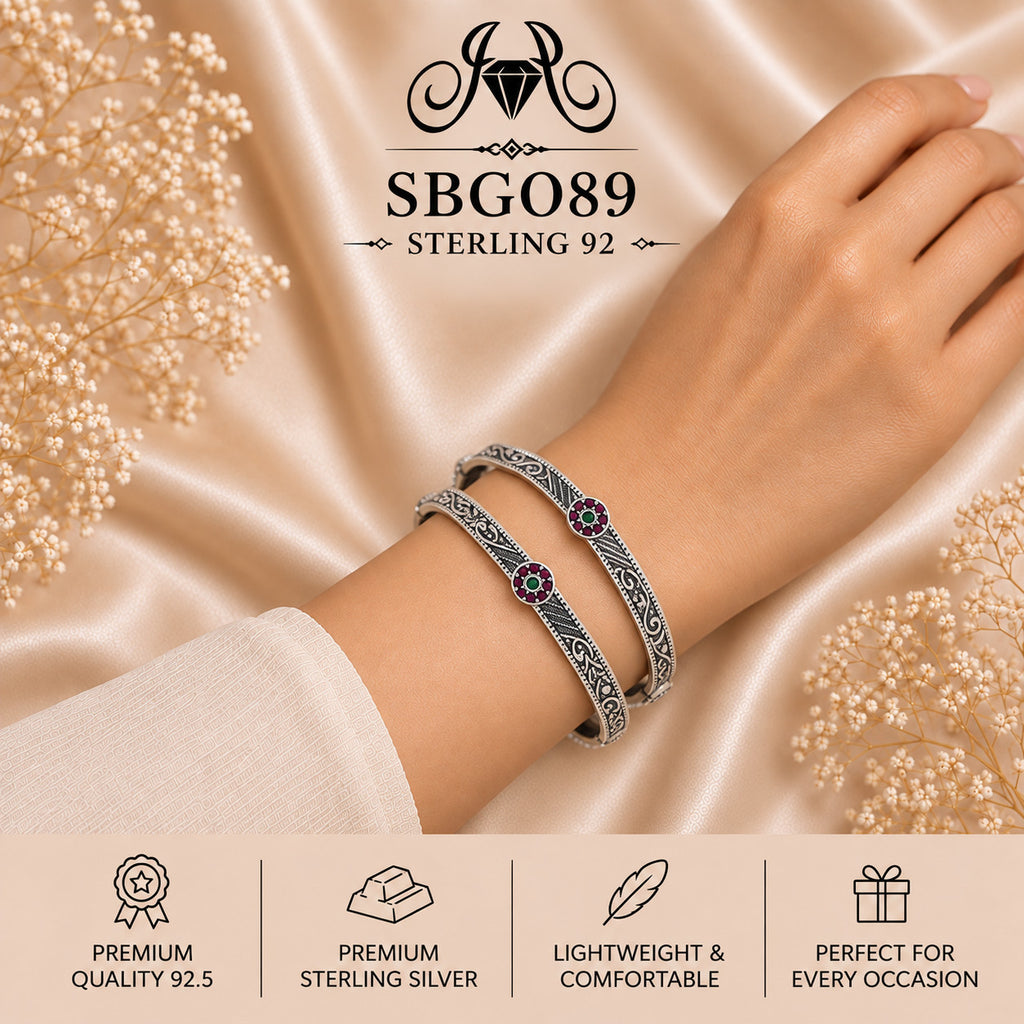 SBGO89 Sterling Silver Bangles wearing