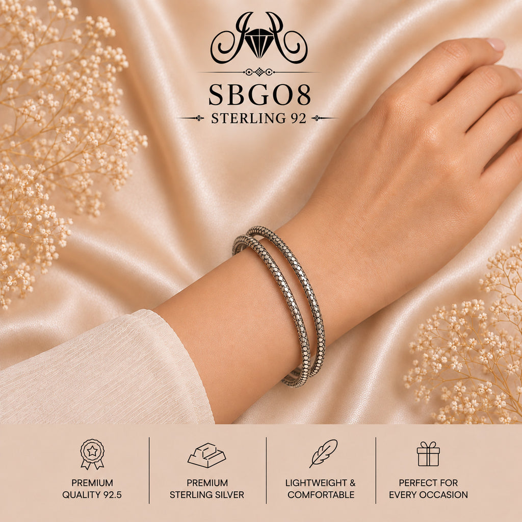 SBGO8 Sterling Silver Bangles wearing
