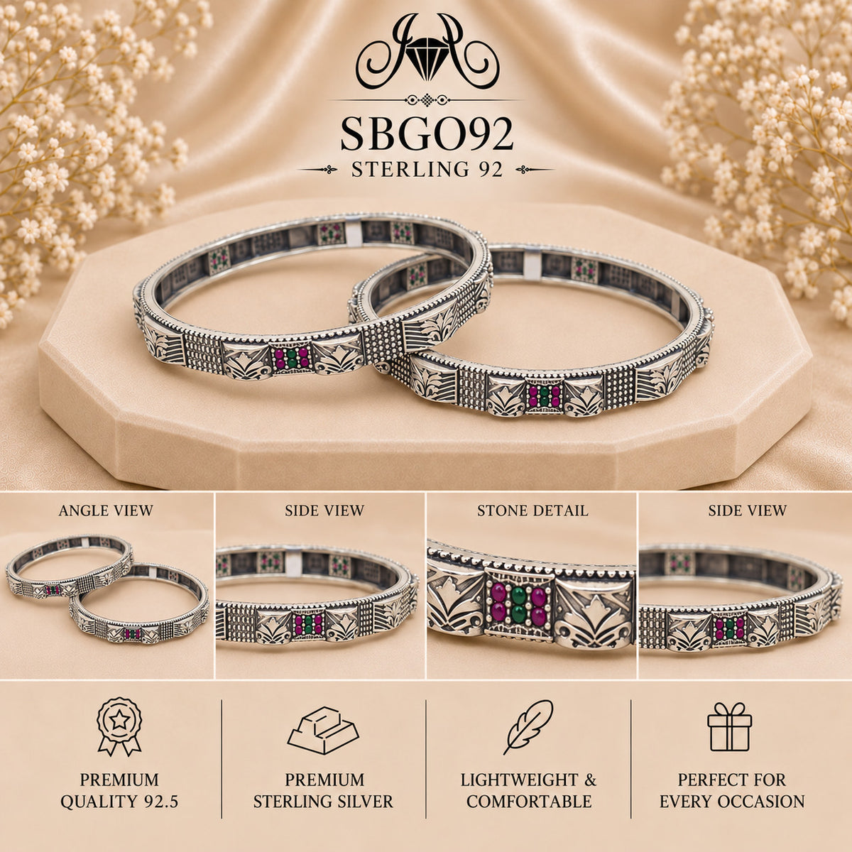 SBGO92 Sterling Silver Bangles collage