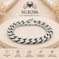 Oxidized Silver Bold Cuban-Link Men's Bracelet - portrait view