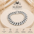 Oxidized Silver Heavy Cuban-Link Men's Bracelet - portrait view