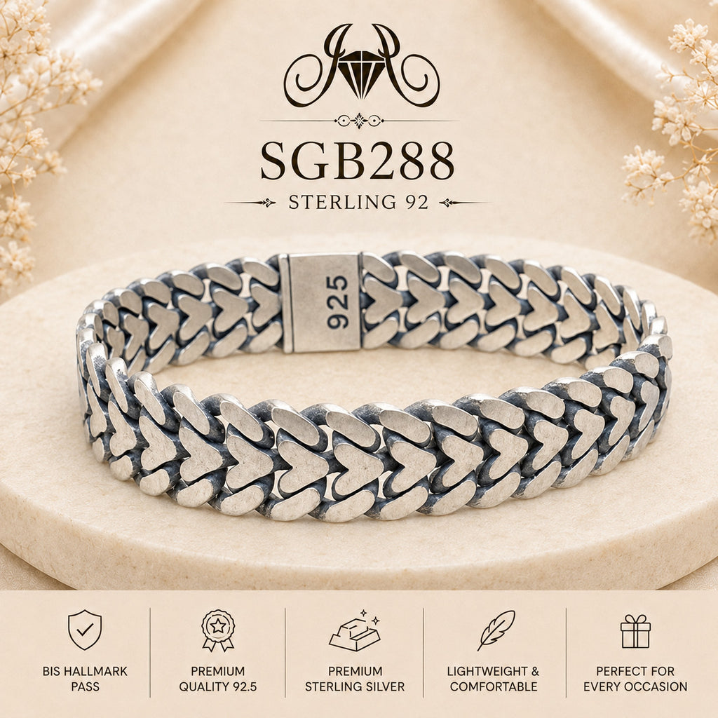 Oxidized Silver Chevron-Link Men's Bracelet - portrait view
