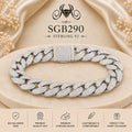 Pavé Heavy Cuban-Link Sterling Silver Men's Bracelet - portrait view