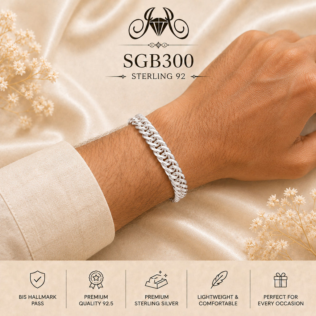Diamond-Cut Curb-Link Sterling Silver Men's Bracelet - wrist view