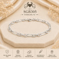 Figaro-Link Sterling Silver Men's Bracelet - portrait view