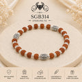 Rudraksha Trinity-Bead Oxidized Silver Men's Bracelet - portrait view