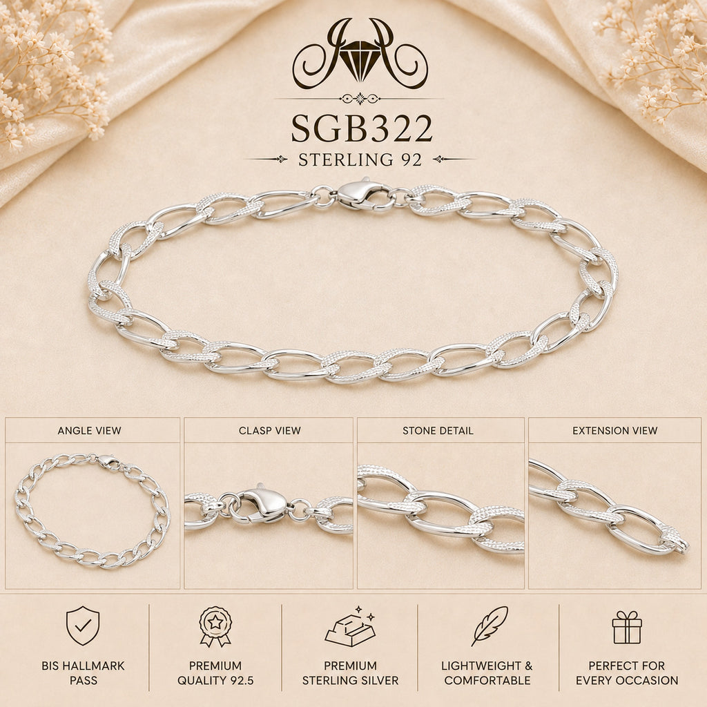 Twisted Marquise-Link Sterling Silver Men's Bracelet - detail collage