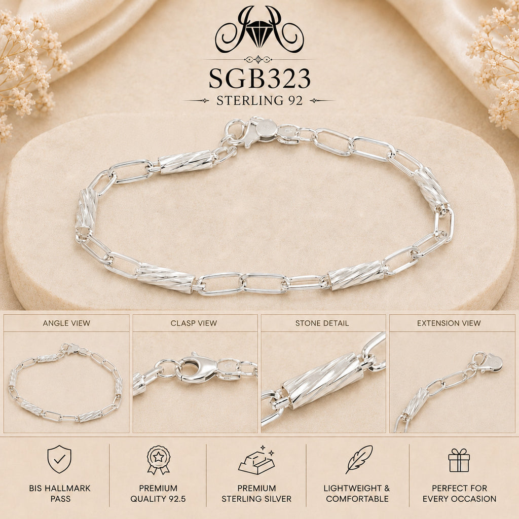 Paperclip-Link Sterling Silver Men's Bracelet - detail collage