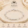 Paperclip-Link Sterling Silver Men's Bracelet - portrait view