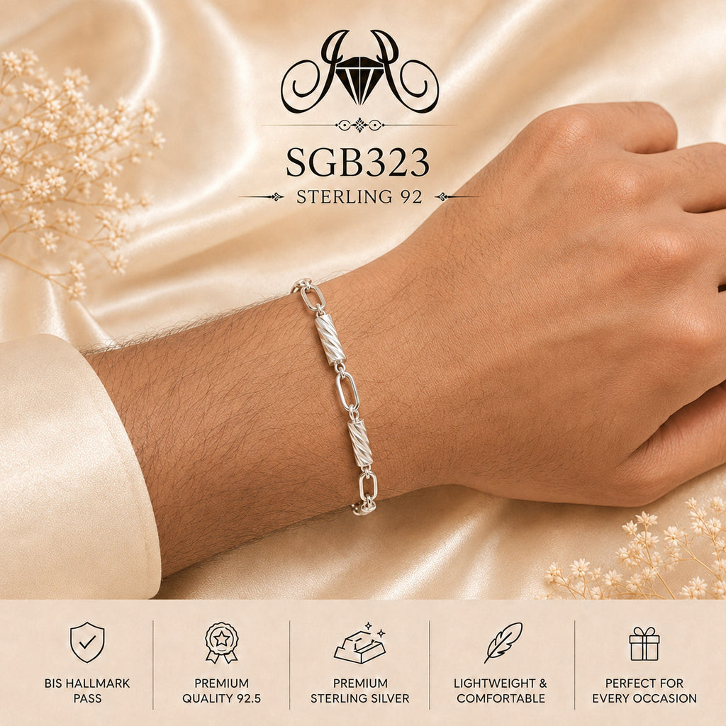 Paperclip-Link Sterling Silver Men's Bracelet - wrist view