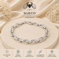 Textured Interlock-Link Sterling Silver Men's Bracelet - portrait view