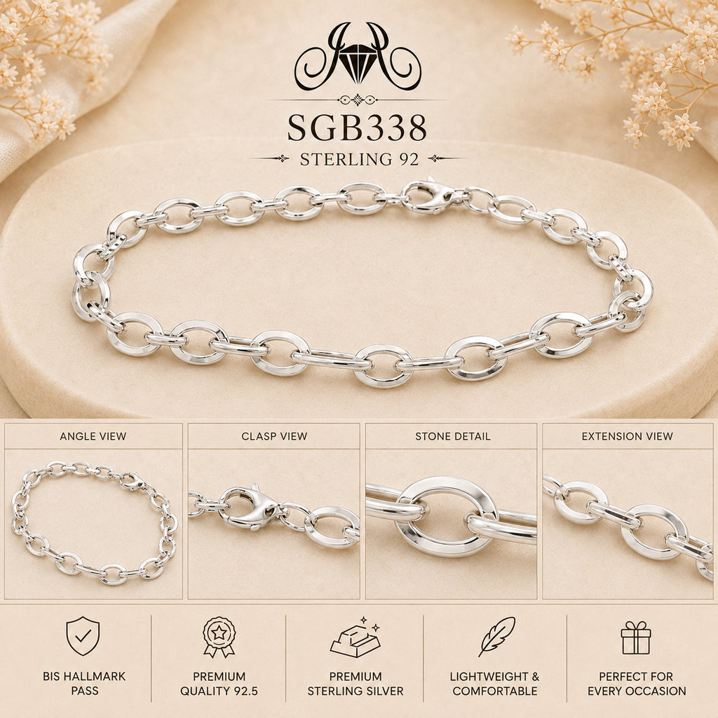 Rope-Edge Oval-Link Sterling Silver Men's Bracelet - detail collage