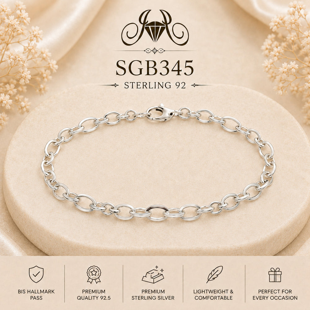 Classic Oval Curb-Link Sterling Silver Men's Bracelet