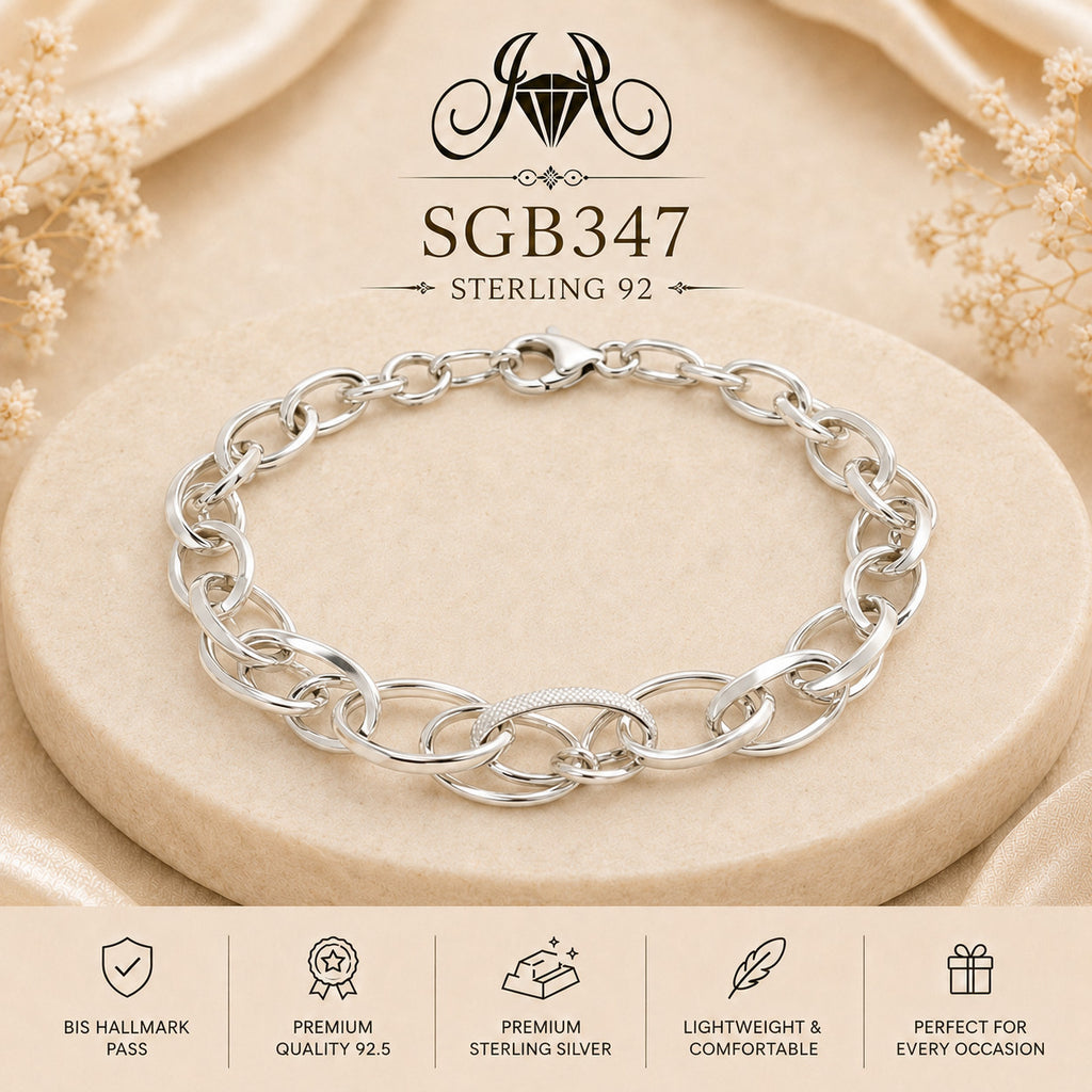 Double Oval-Link Sterling Silver Men's Bracelet - portrait view