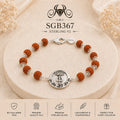 Rudraksha Shivling Oxidized Silver Men's Bracelet - portrait view