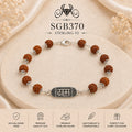 Rudraksha Ram Naam Oxidized Silver Men's Bracelet - portrait view