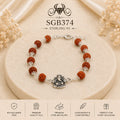 Rudraksha Ganesha Oxidized Silver Men's Bracelet - portrait view