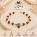 Rudraksha Sacred-Motif Oxidized Silver Men's Bracelet - portrait view