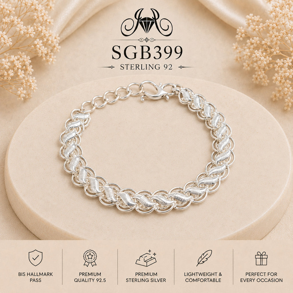 Double Curb-Chain Sterling Silver Men's Bracelet - portrait view