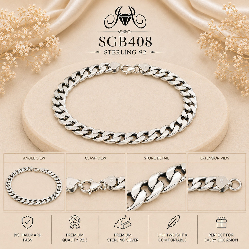 Bold Cuban-Link Sterling Silver Men's Bracelet - detail collage