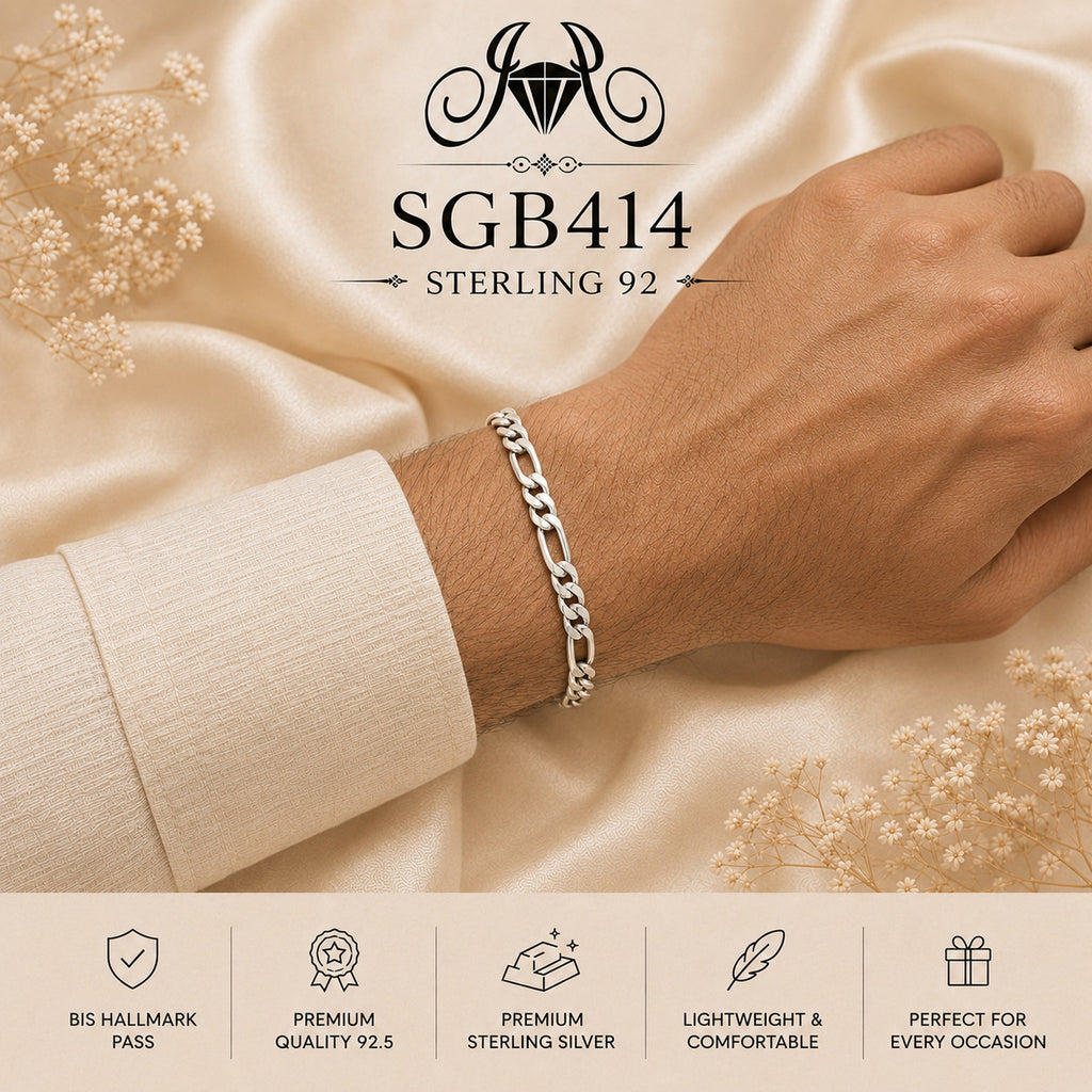 Classic Curb-Link Sterling Silver Men's Bracelet - wrist view