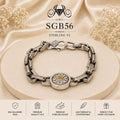 Oxidized Silver Medallion-Link Men's Bracelet - portrait view