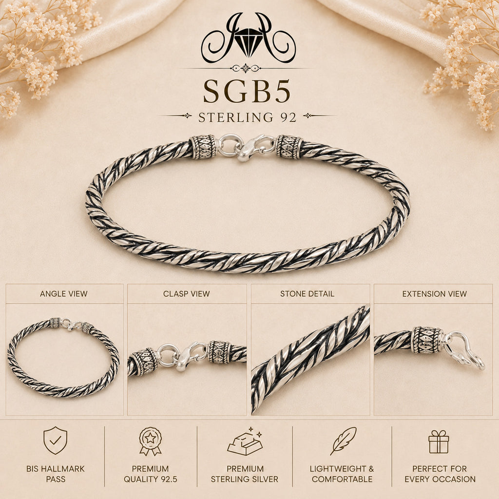 Oxidized Silver Wheat-Link Men's Bracelet - detail collage