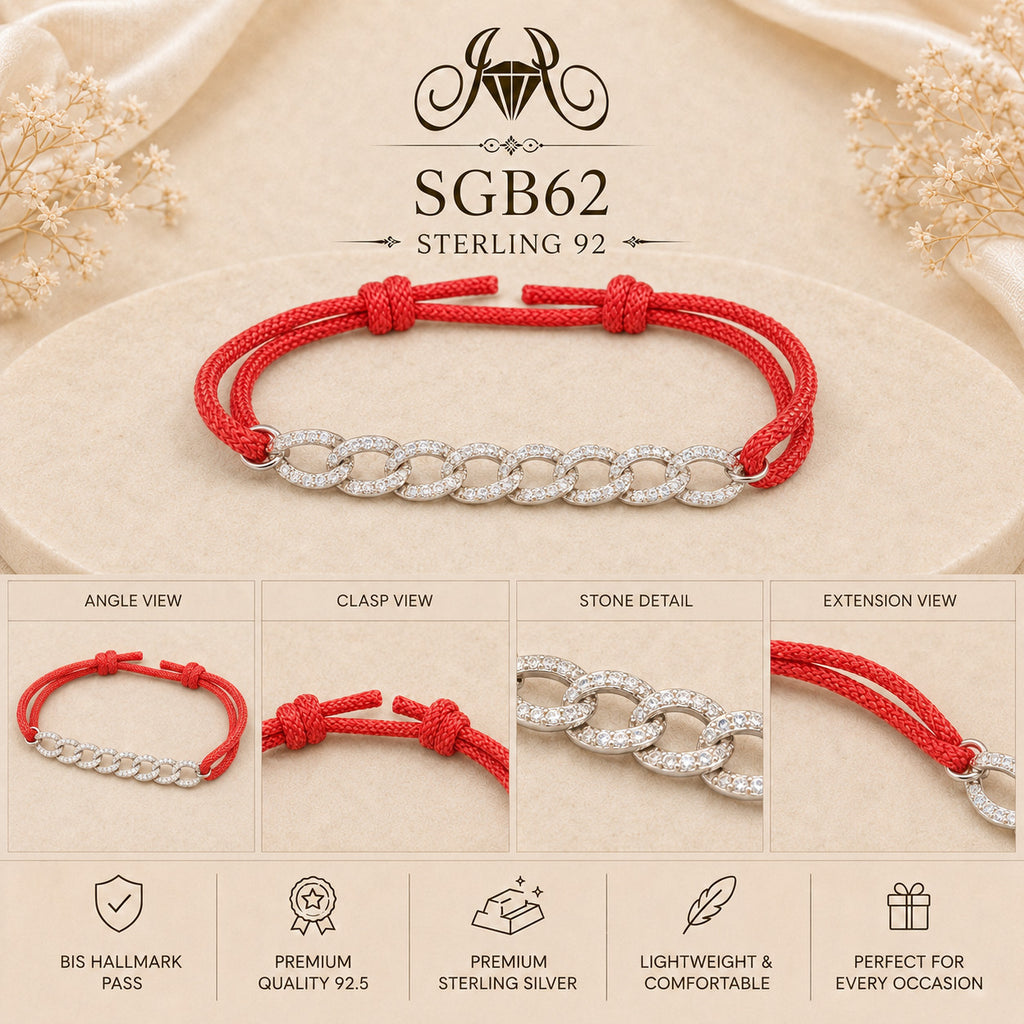 Red Thread Infinity-Link Sterling Silver Men's Bracelet - detail collage