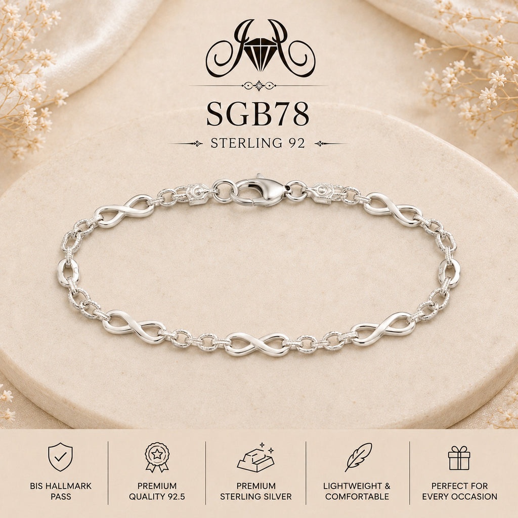 Sterling Silver Infinity-Link Men's Bracelet - portrait view
