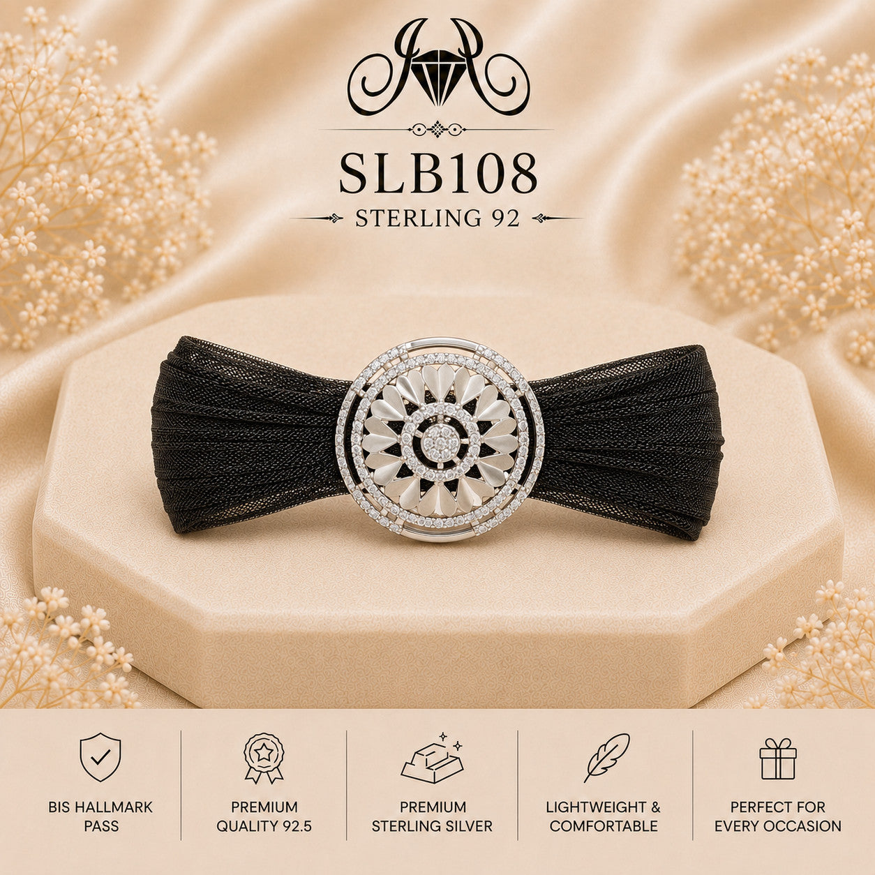 SLB108 sterling silver ladies kada bracelet portrait