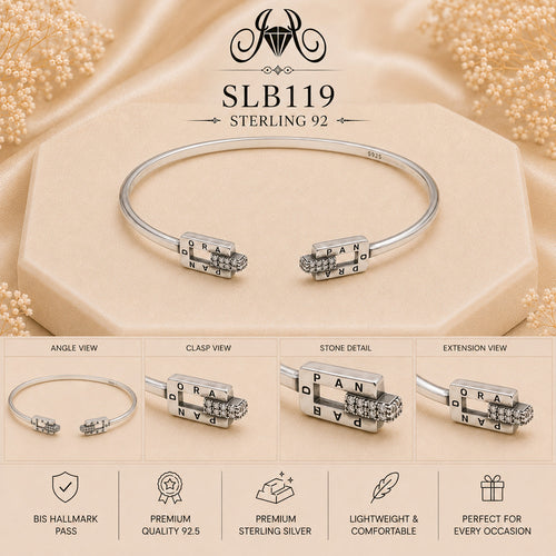 SLB119 sterling silver ladies kada bracelet collage views