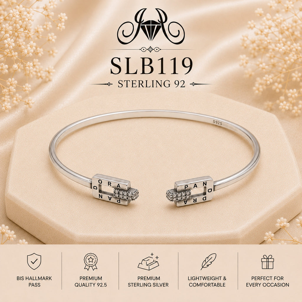 SLB119 sterling silver ladies kada bracelet portrait view