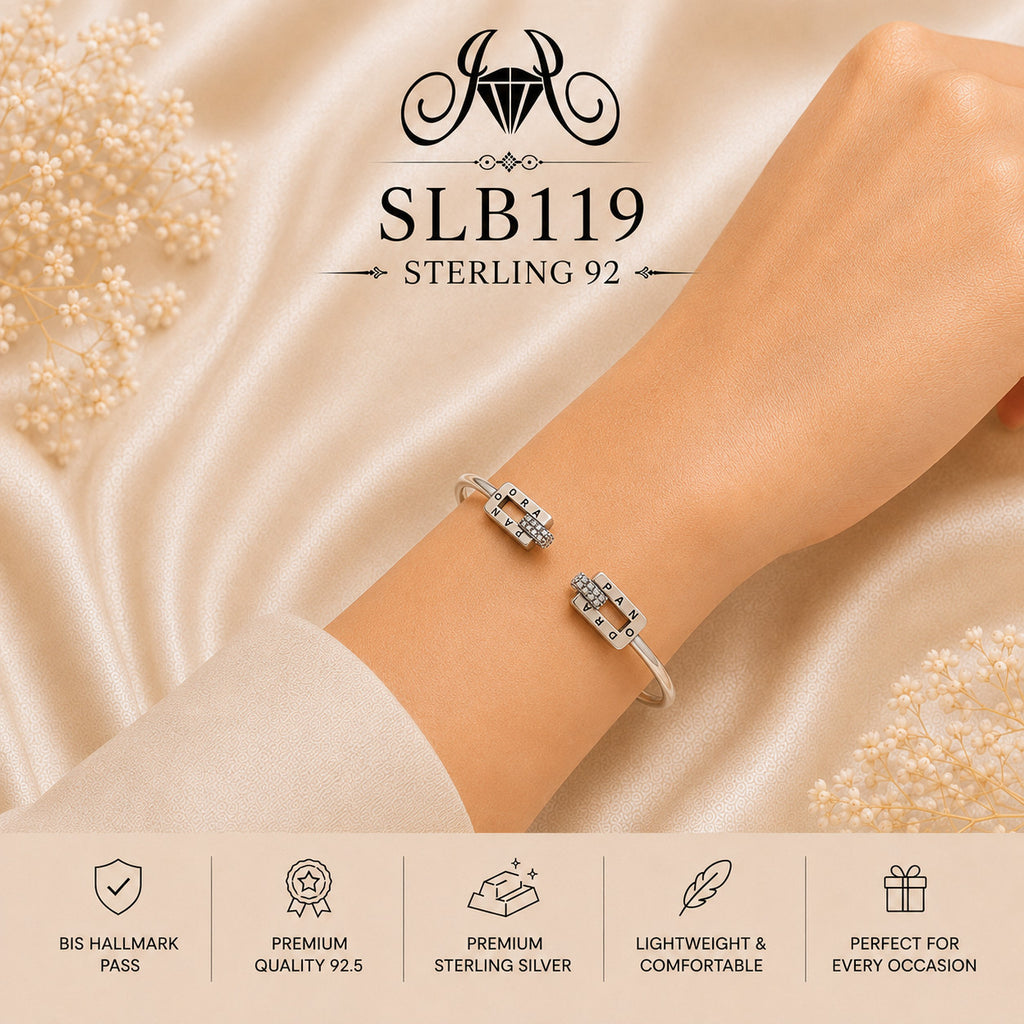 SLB119 sterling silver ladies kada bracelet wearing view