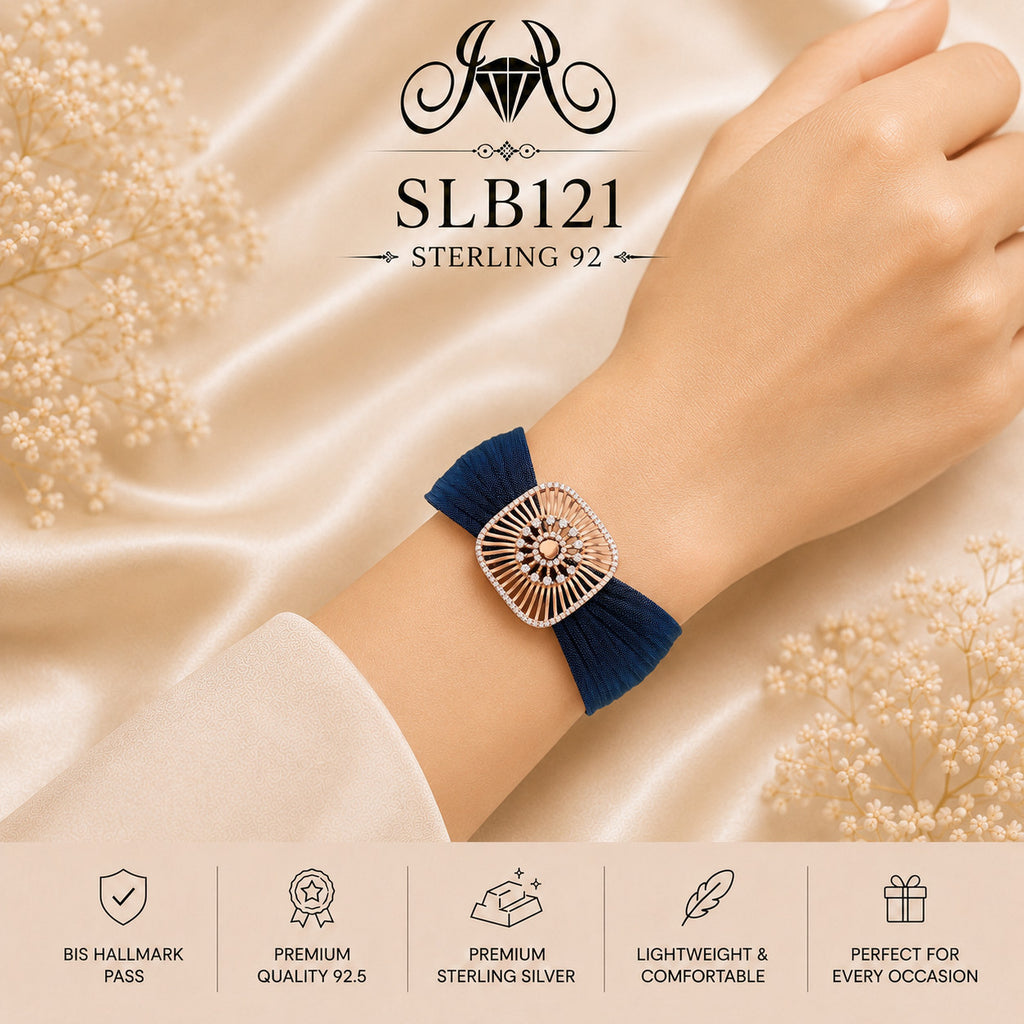 SLB121 sterling silver ladies kada bracelet wearing view