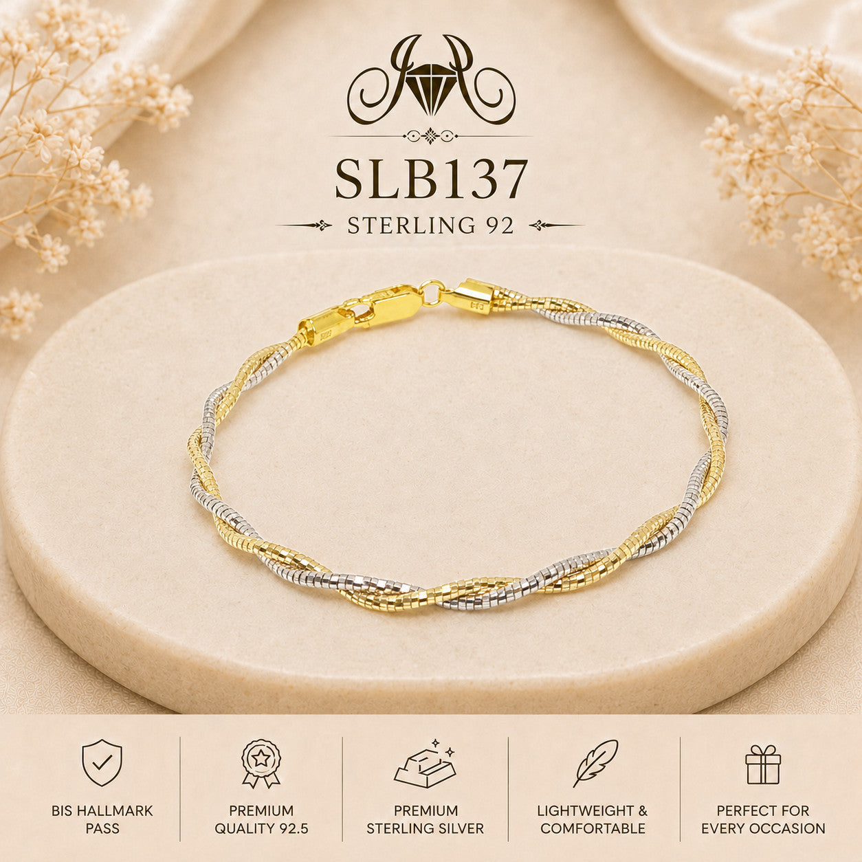 SLB137 92.5 sterling silver ladies chain bracelet portrait