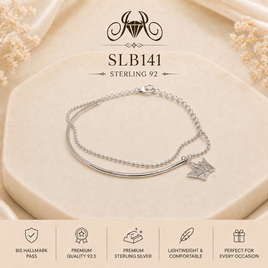 SLB141 92.5 sterling silver ladies chain bracelet portrait