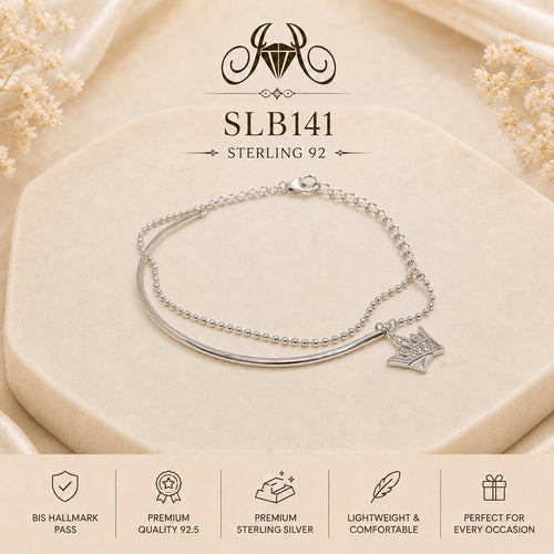 SLB141 92.5 sterling silver ladies chain bracelet portrait