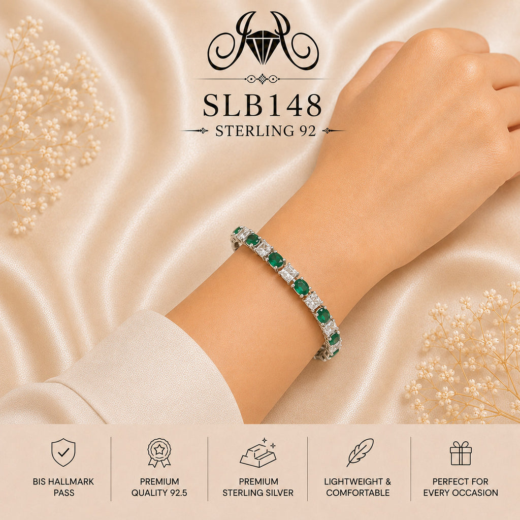 SLB148 sterling silver ladies kada bracelet wearing view